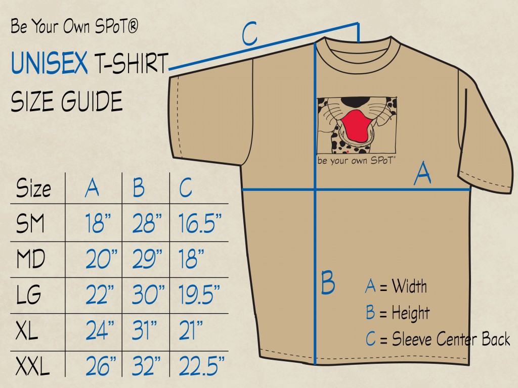 T-Shirt Sizing Guide - Be Your Own Spot